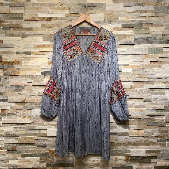 Bhanuni by Jyoti Embroidered Dress | Boho Peasant Style, Silky Viscose NWOT, S - Picture 1 of 8